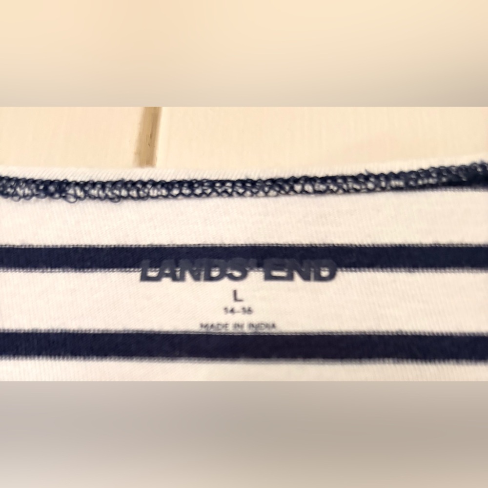 Lands' End Sailor Striped Long Dress Size L 14-16 W/ Pockets & SideSlits - Picture 8 of 8